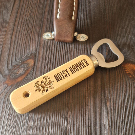 Noisy Hammer - Wooden Engraved Bottle Opener Logo 2