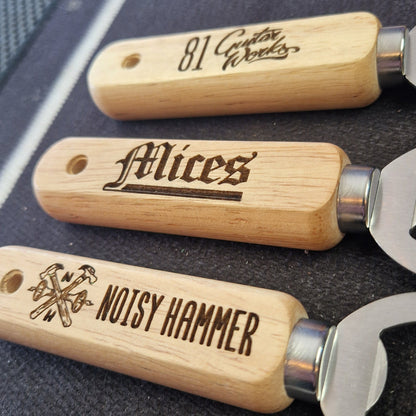 Custom Wooden Bottle Opener - Laser Engraved Set Of 24